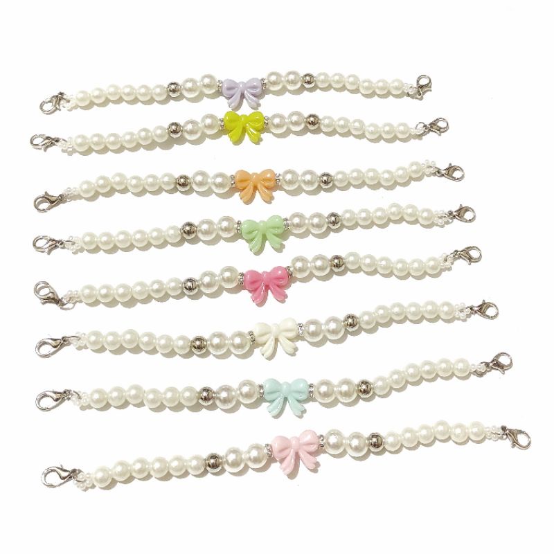 Konektor Masker Hijab Mask Connector Strap Extender Alicia Pastel Ribbon Pearl Mutiara Pita