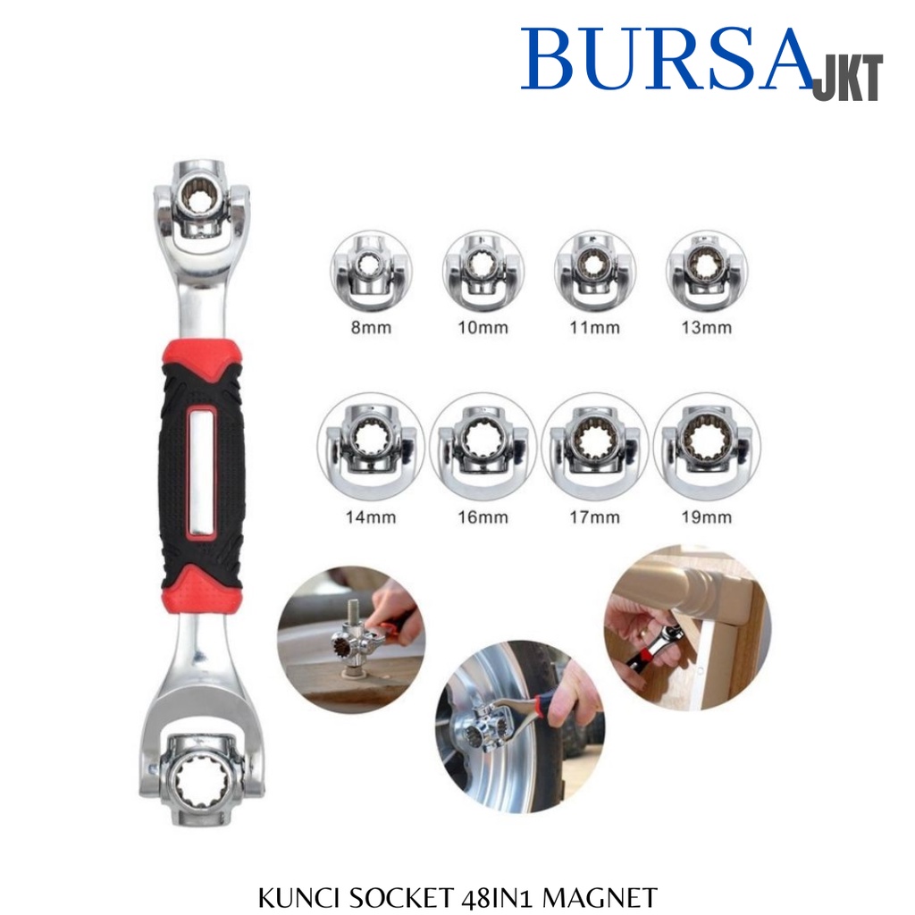 KUNCI SOCKET UNIVERSAL 48IN1 SOCK MAGNET KUAT TIGER WRENCH RING SHOCK