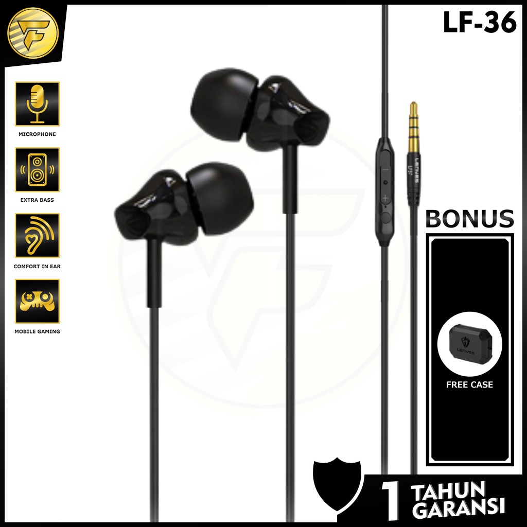 Lenyes LF36 earphone HIFI BASS stereo music telfon gaming headset mic