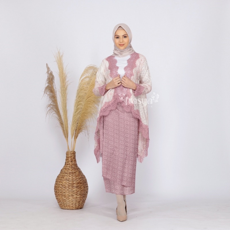 FRASYA BUTIK | Set Kanaya Pastel Kebaya Outer Batik Viscose Puloan Pastel