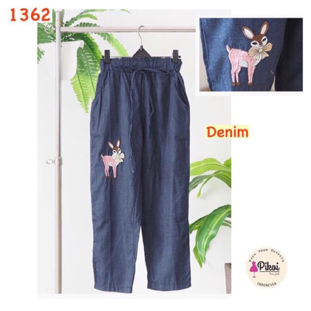 Celana jeans wanita murah / celana denim bordir / celana denim cewek lucu / celana hijabers /1362