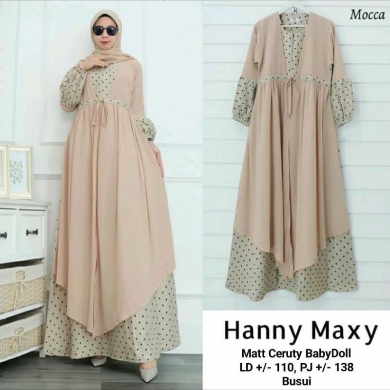 Gamis Muslim Cerutybabydoll Polkadot Terbaru 2021/Hanny Maxy Dress Fashion Muslim/ Gamis Melayu Terl