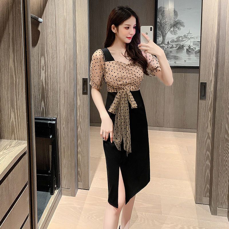 MissMoka Chloe Midi dress Chiffon Polkadot Tulle Korean girly feminim style