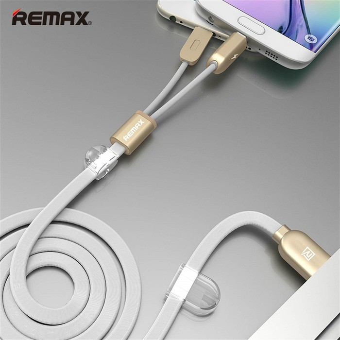 Remax Gemini Cable / Kabel Same Time 2in1 Magnet Lightning &amp; Micro USB