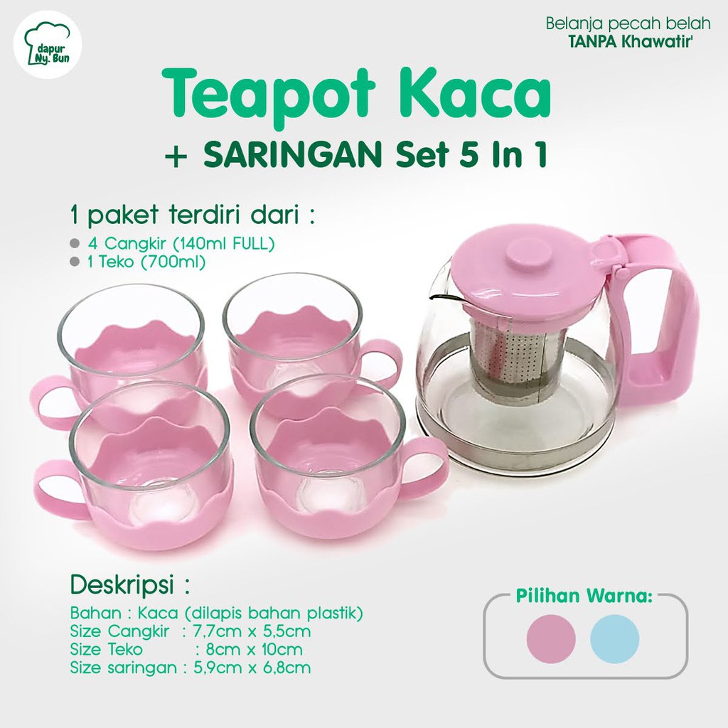 SEETO / Teapot set 5 in 1 / Teko Tea Coffee Set Pitcher + Gelas / Tea Pot Set 5 in 1 Tempat Minum Teh Teko Set Cangkir Kaca Teapot gelas 33005