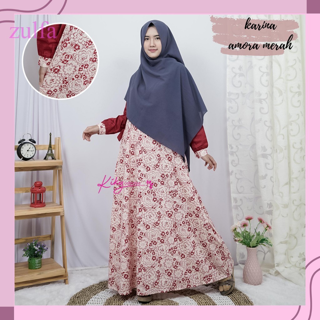 COD- Gamis Katun Jepang Original Cantik  Fashion Muslimah Terbaik Karina Amora