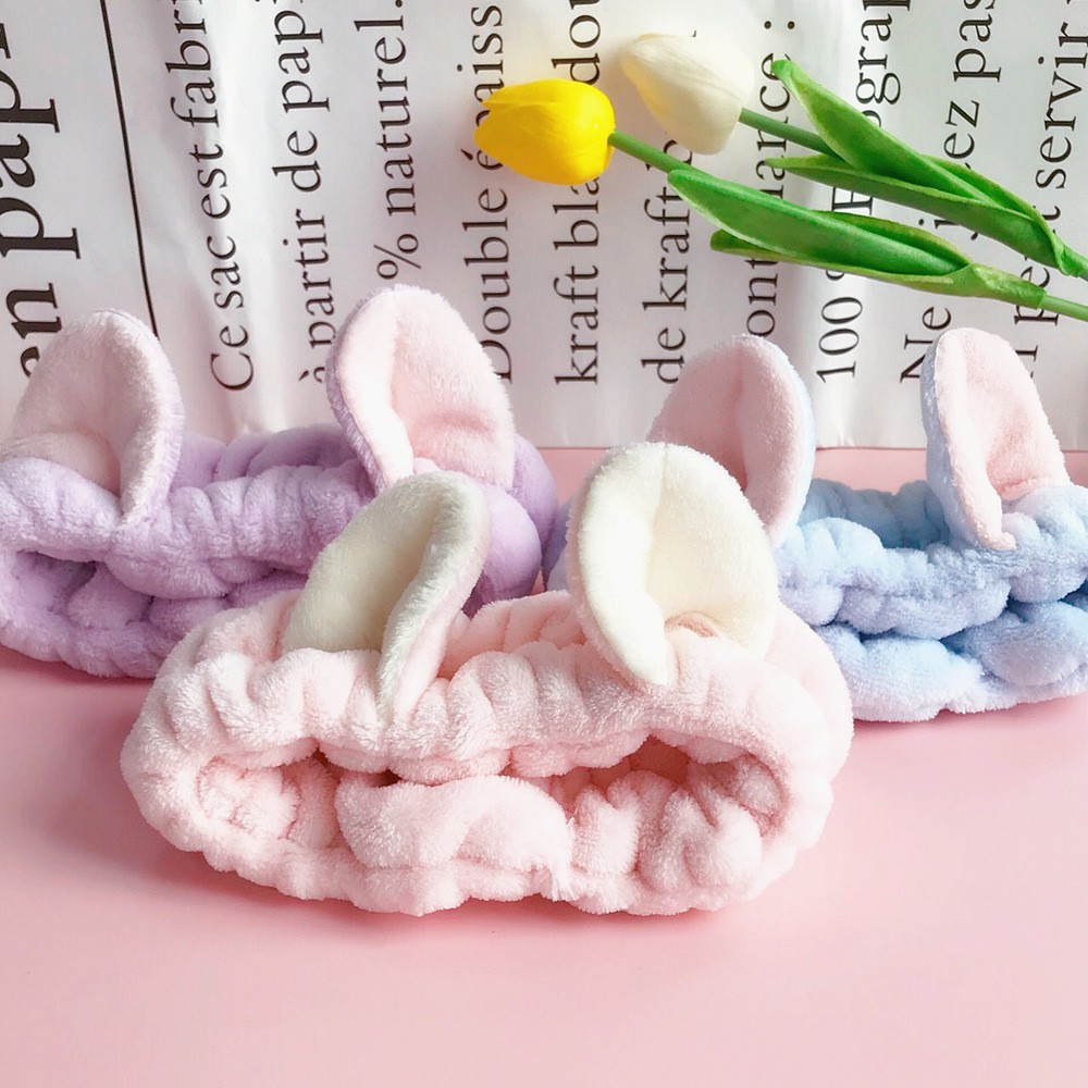 HBCR hairband fluffy cat ear kuping kucing hair band bando cuci muka facial