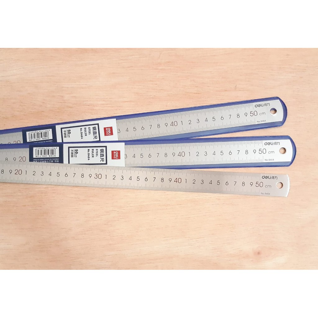 PENGGARIS BESI 50 CM MISTAR 50CM BESI STAINLESS TEBAL DELI 8464 STEEL RULER GARISAN BESI