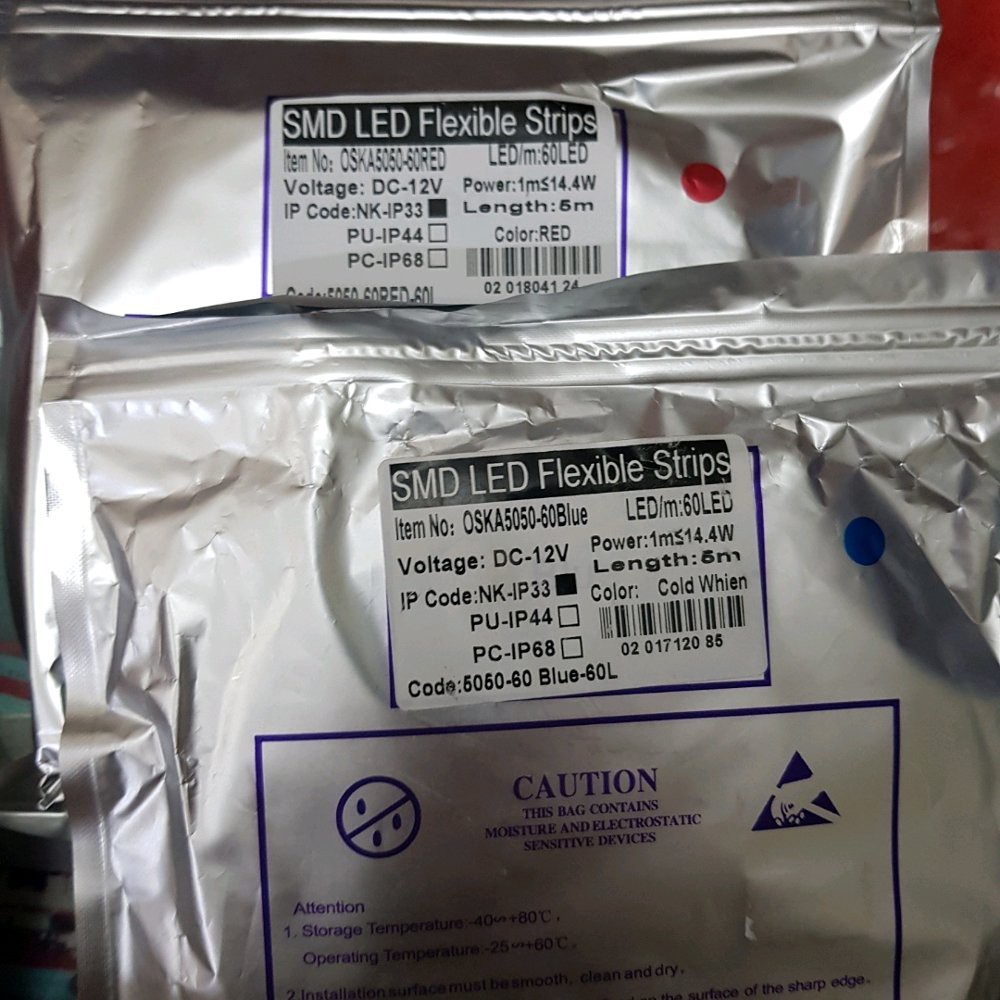 Dijual smd flexible led strips 5050 ip33 red and blue kualitas tebal terbatas