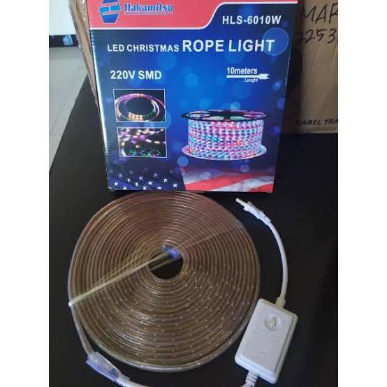 Led Strip RGB 10M + Adaptor Merk Hakamitsu Rope Light HLS-6010W