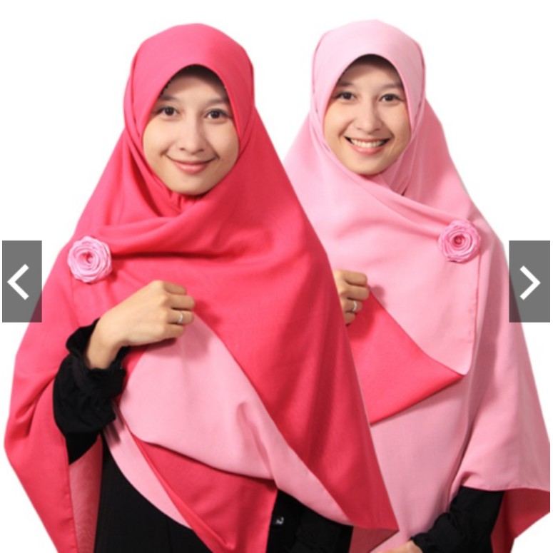  Jilbab  2 Warna  Hijab Bolak Balik Segi  Empat  Jumbo Syari 