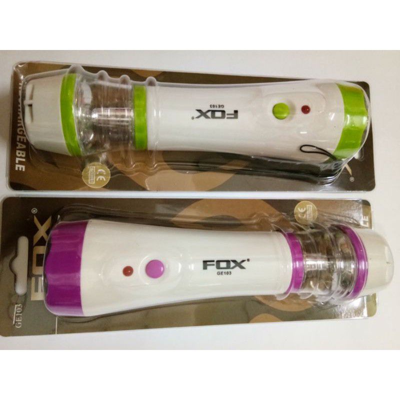 Senter fox cas + emergency flash light GE103 charge rechargeable colok