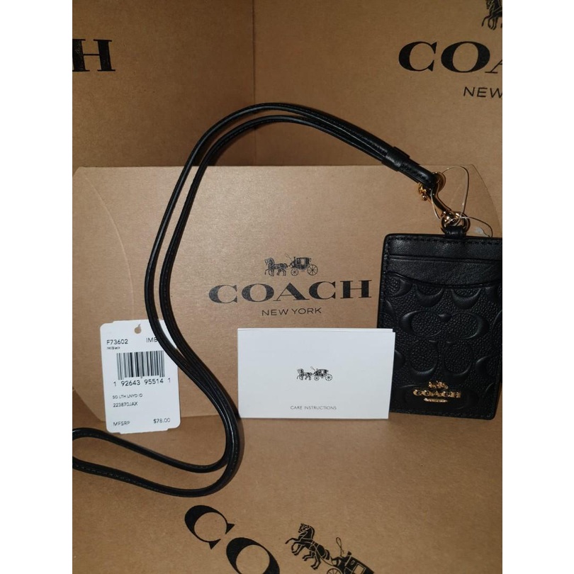 

COACH ID LANYARD IN SIGNATURE LEATHER BLACK GOLD
