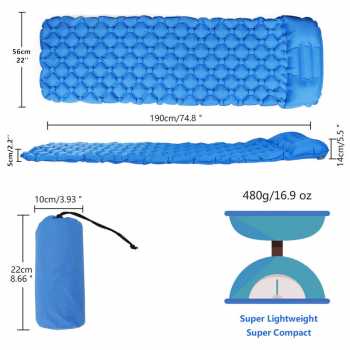 Sleeping Pad kasur tiup Kasur Angin Tiup Matras Camping 190 x 56