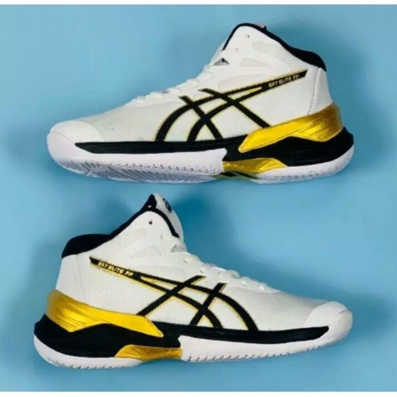 ASCS GEL SKY ELIT FF WHITE GOLD MID PREMIUM ORIGINAL SEPATU VOLLY OLAHRAGA RUNNING BASKET