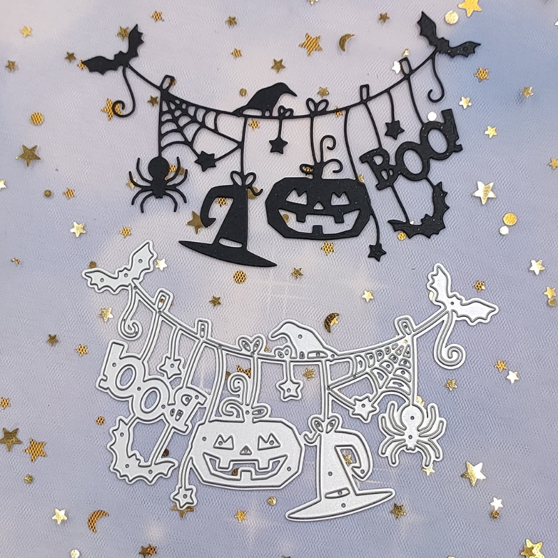 Cetakan Stensil Cutting Dies Motif Labu Halloween Bahan Metal Untuk Scrapbook / Craft DIY