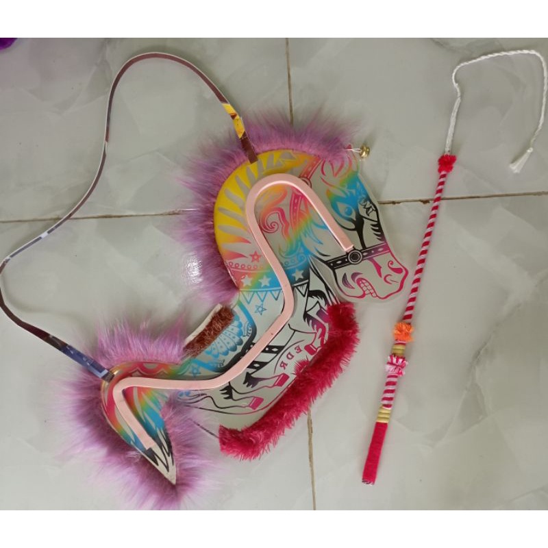 grosir mainan jaranan jaran lumping mika tradisional + cambuk jaranan