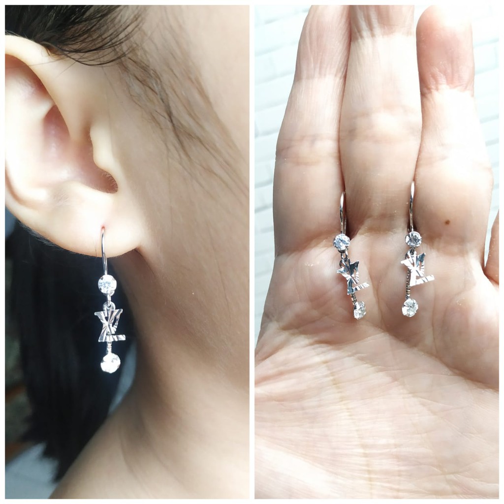 ANTING GANTUNG  MOTIF L &amp; V PERAK ASLI S925 GLOBAL JEWELLERY CK033