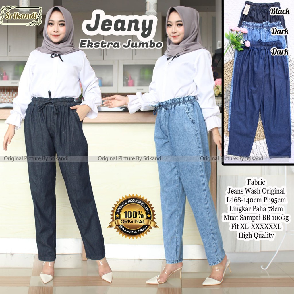 jeany extra jumbo celana jeans by srikandi