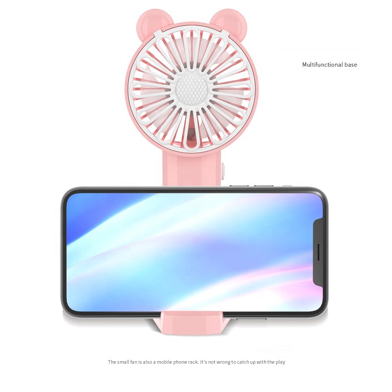 Kipas angin stand hp mini led handheld fan portable karakter colour USB cas silent mode built in battery dapat digunakan sebagai dudukan ponsel- dinno.id