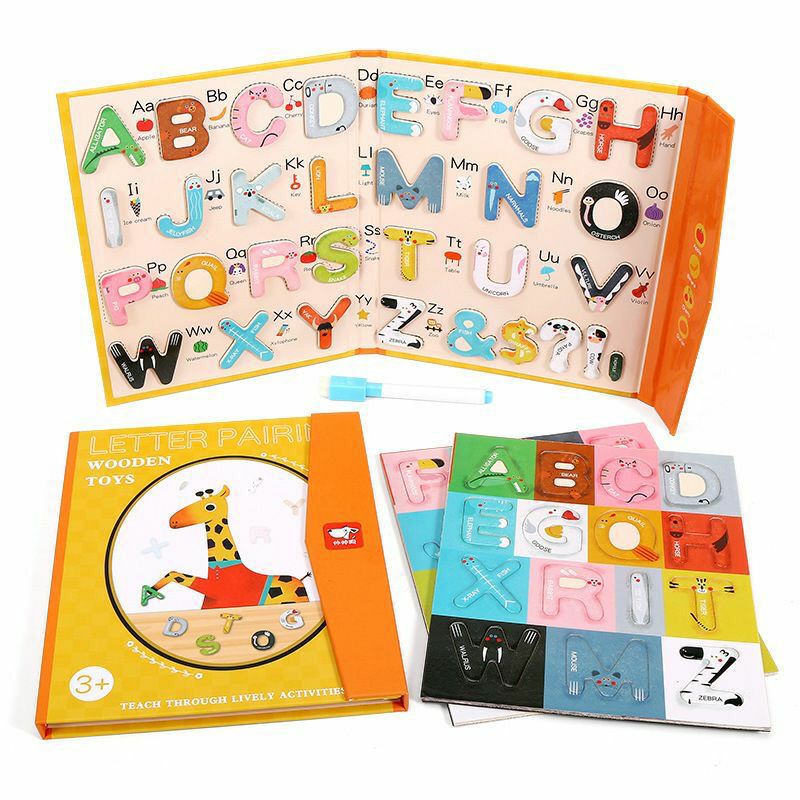 BUKU ALFABET MAGNET/WOODEN TOYS PAIRING MAGNETIC ALPHABET/SPELLING GAME