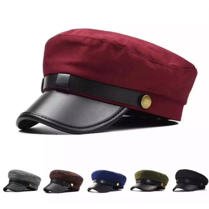 Topi Pria terbaru- Sailorman Army Topi Pelaut Leather Cap Cadet Military topi Ariel Korean style