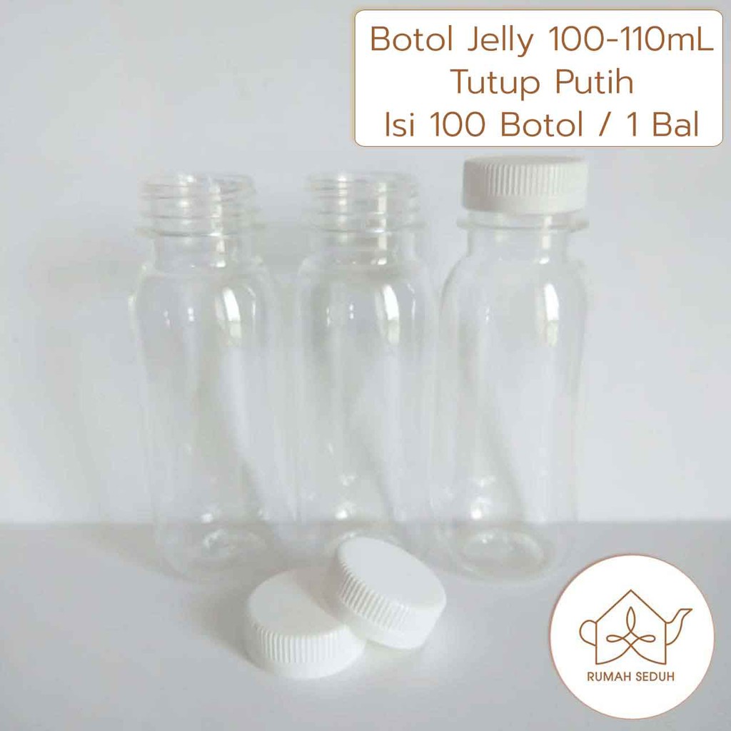 Botol Plastik 100mL isi 100pcs 1 Bal Tutup Putih - Botol Jelly 110mL Transparan FOOD GRADE