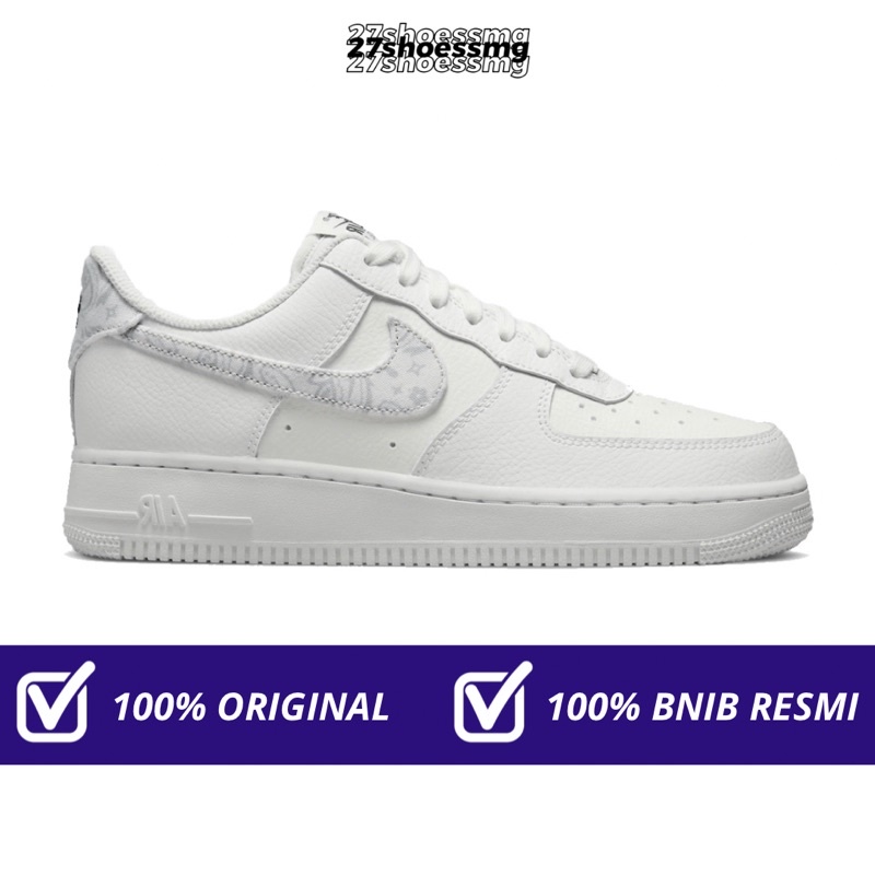 Nike Air Force 1 White Grey Fog Paisley 100% Original Resmi Nike