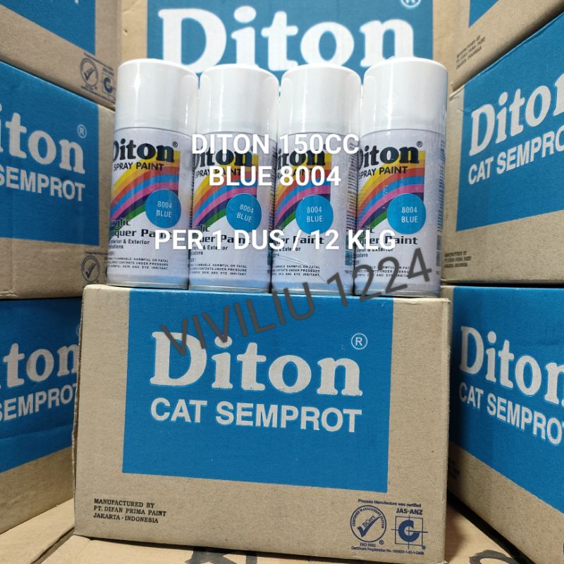 Pilok Cat Diton Blue 8004 Per 1 Dus / 12 Klg Stabilo Biru 150cc Harga Per 1 Dus (12) Cat Semprot Diton 150cc Pilok Diton Pilox Diton Cat Diton 150cc