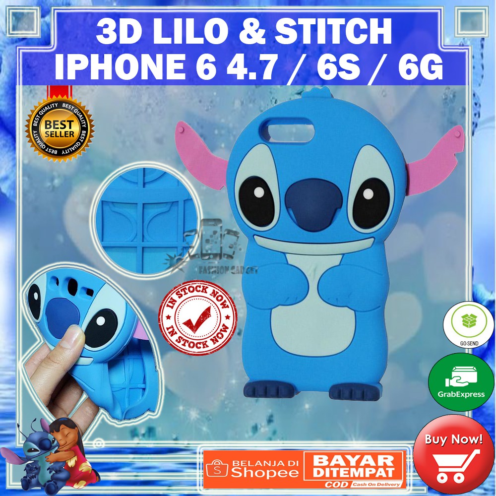 (Gambar Acak Pita / Non Pita) Silikon Untuk Iphone 6 / 7 Uk 4.7 inch iPhone 7+ Case 3D Lilo Stitch