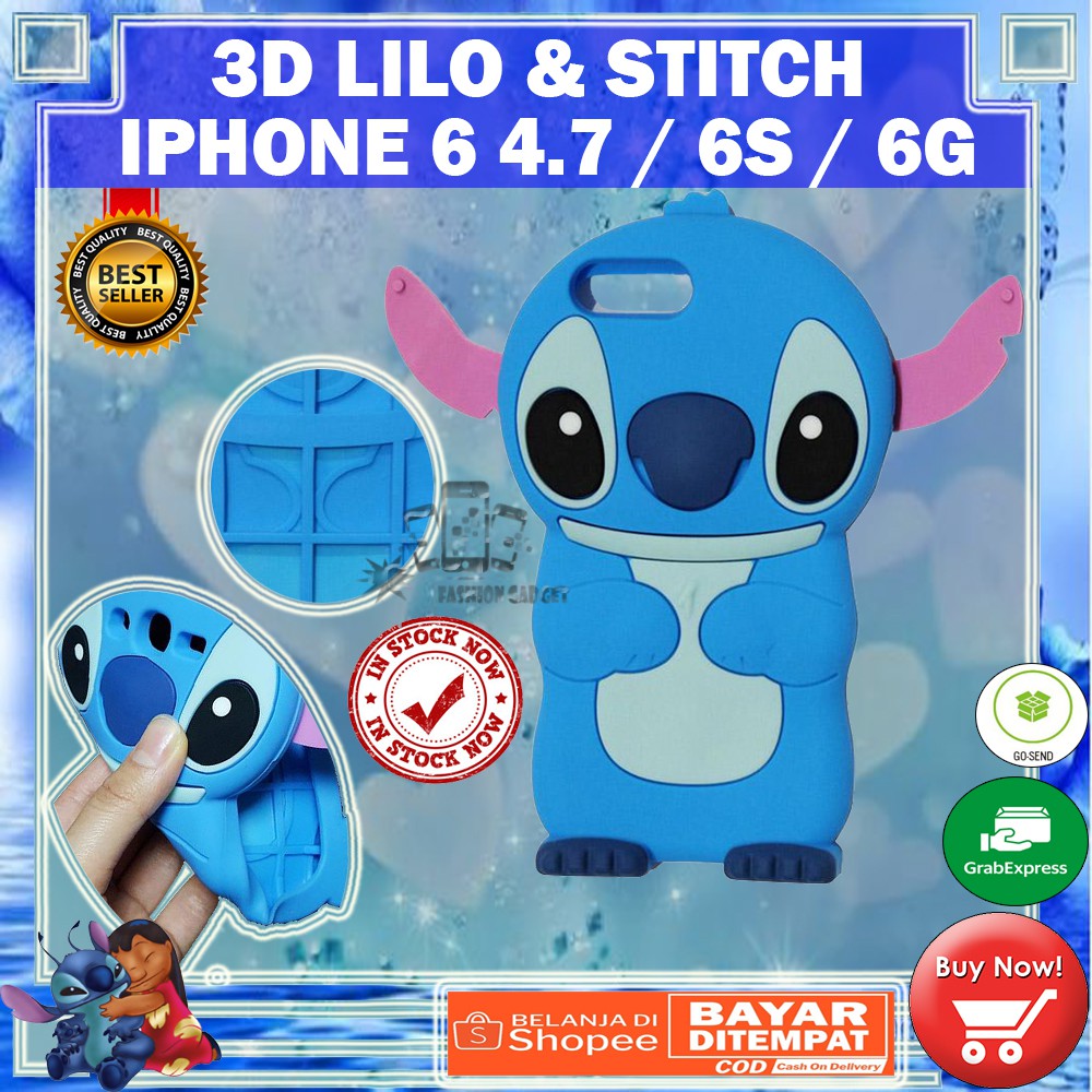 (Gambar Acak Pita / Non Pita) Silikon Untuk Iphone 6 / 7 Uk 4.7 inch iPhone 7+ Case 3D Lilo Stitch