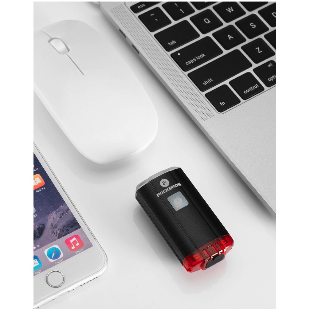Rockbros Lampu Sepeda Depan dan Belakang USB Rechargeable 100 Lumens - YQ-TD100LM - Black