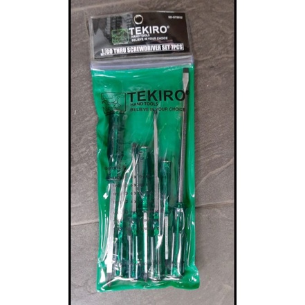 TEKIRO OBENG SET 7 PCS TEMBUS KETOK GO THRU SCREWDRIVER HIJAU