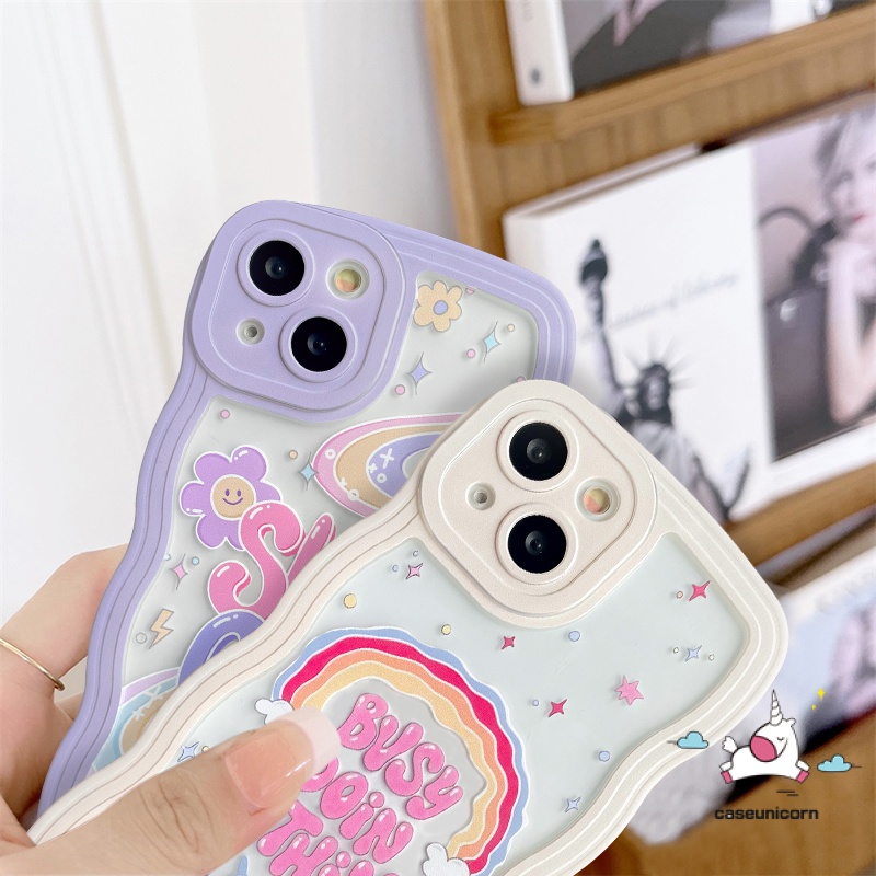 Casing Oppo A17 A57 A78 A15 A95 A55 A17K A77s A77 A3s A16K A96 A54 A74 A76 A16 A12 A1K A15s A7 A5s F9 A16E A53 A9 A5 A16s A52 Reno 8T 7z 8z 5huruf Pelangi Lembut Bergelombang Tepi Sarung