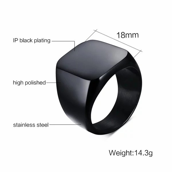 Cincin Titanium Square Kotak Hitam Fashion Pria Wanita Termurah