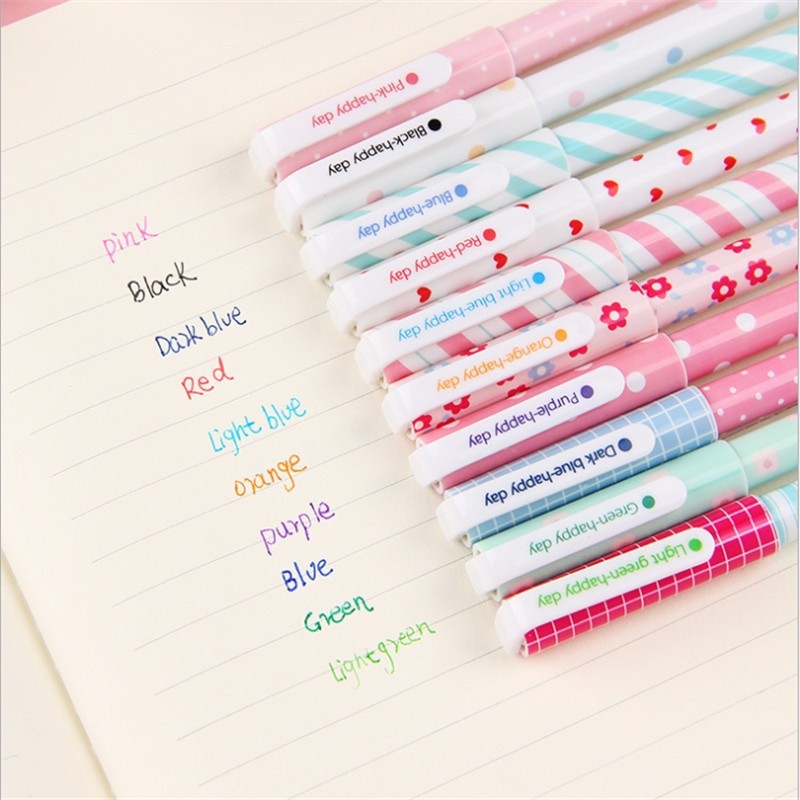 10pcs / Set Pulpen Gel Warna-Warni Gaya Korea Untuk Stationery