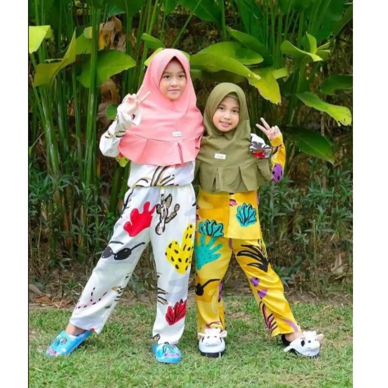 ONE SET RAYON PIYAMA ANAK TANGGUNG USIA 8 - 13 TAHUN LENGAN PANJANG "DEU.19My22ž"