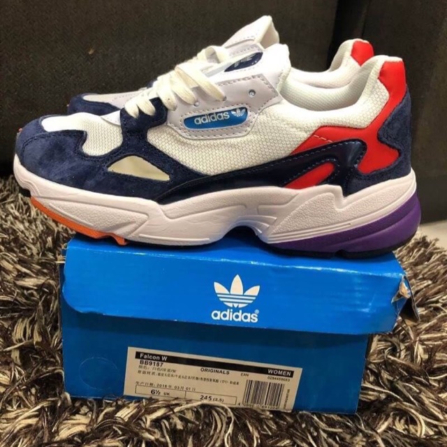 adidas white and navy falcon