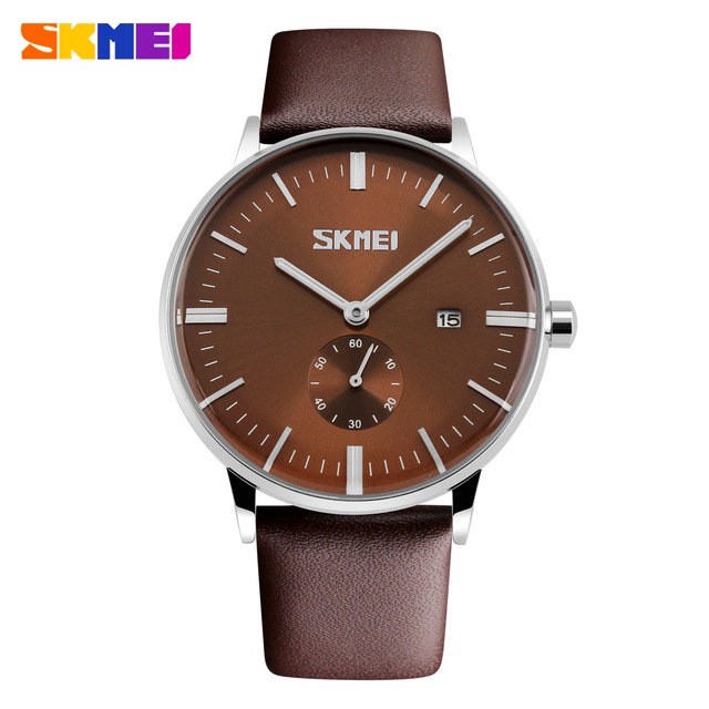 SKMEI 9083 Jam Tangan Pria Analog Chronograph Tali Kulit WATCHKITE WKOS