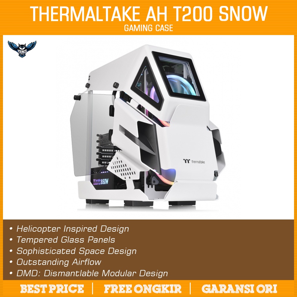 Gaming Case THERMALTAKE AH T200 SNOW WHITE - Micro ATX Tempered Casing
