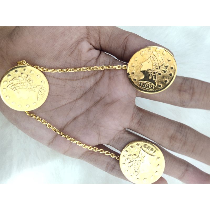 Bros koin rupiah tiga susun lapis emas 24k peniti koin pin koin