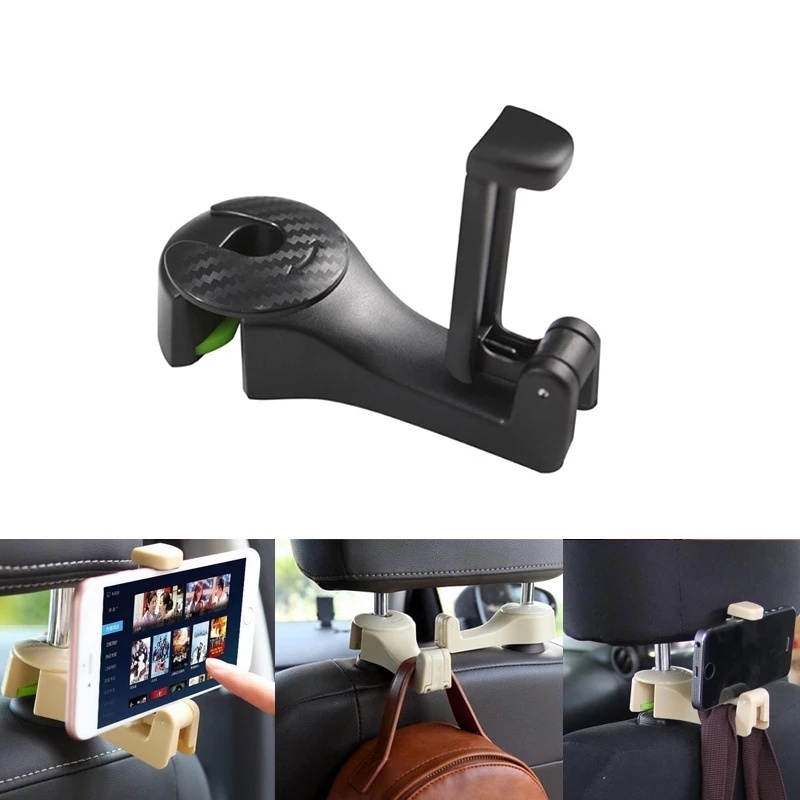 2 in 1Creative Car Headrest Hook with Mobile Phone Holder / Multifunctional Seat Back Racks / Car Smartphone Stand for Car