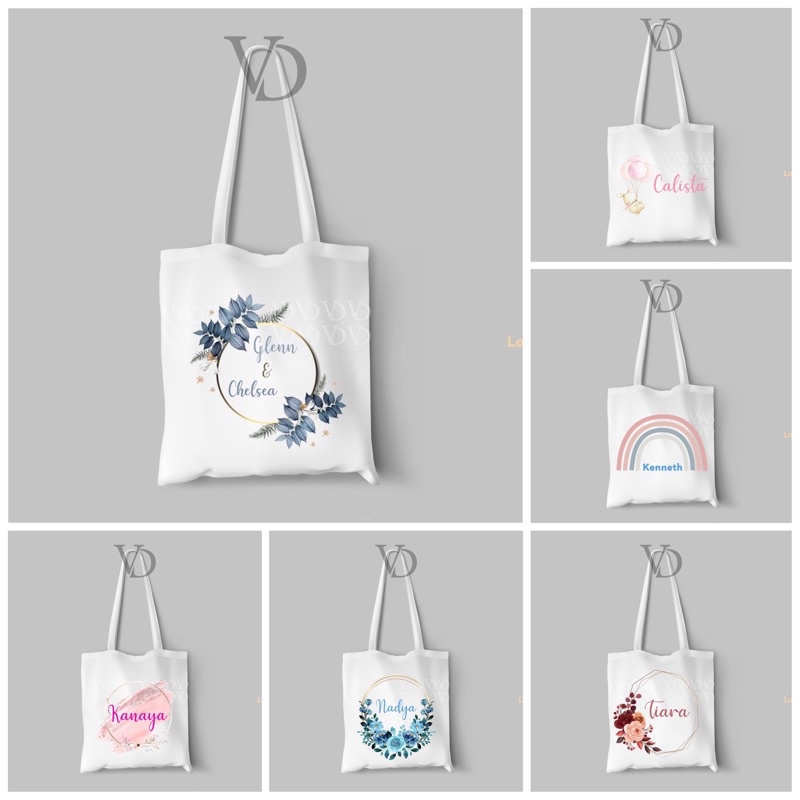 CUSTOM NAMA / TOTE BAG LINE BAHAN KANVAS MOTIF nama / SOUVENIR WEDDING /  korean TOTE BAG / hadiah wedding / custom tote bag nama