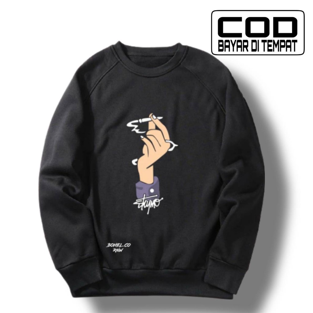 COD M-XXXL JAKET SWEATER HOODIE ORIGINAL CREWNECK HANDSMOKE /Sweater oblong cewe cowo premium