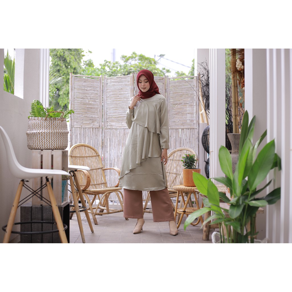 Baju Meyusui bukaan kanan kiri BUSUI friendly Tunik Allegra Lemon Zest