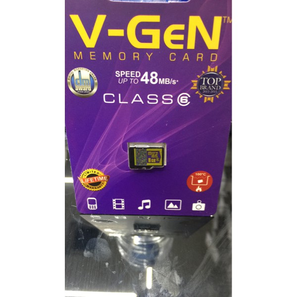 MEMORY CARD V-GEN MICRO SD CARD 8 GB CLASS 6 ORIGINIAL VGEN