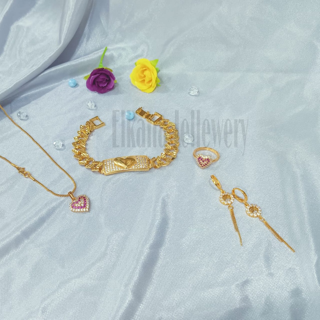 SET DEWASA MATA HATI ZICRON Perhiasan super berkelas fashion korea anti karat dan anti luntur