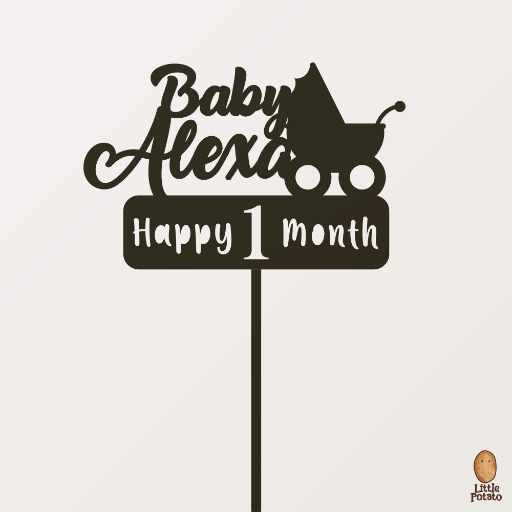 Custom Cake Topper (Tusukan Kue) - Baby 1 Month/Bayi 1 Bulan