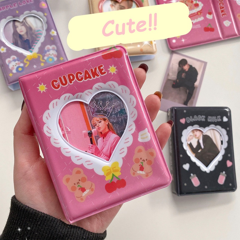 Kawaii Album Foto Mini 3inch Lovely Rabbit Heart Storage Card Bag Photocard Collect Book