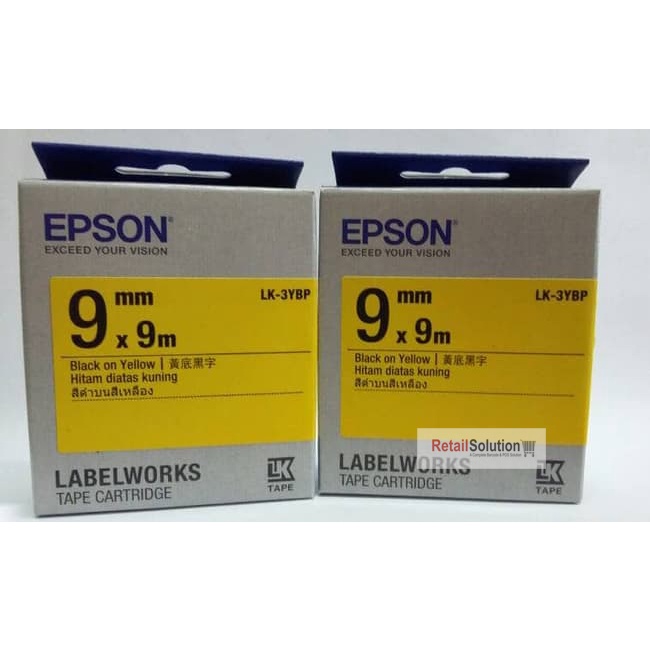 Epson LabelWorks Tape Cartridge LK-3YBP - 9mm x 9m Black on Yellow